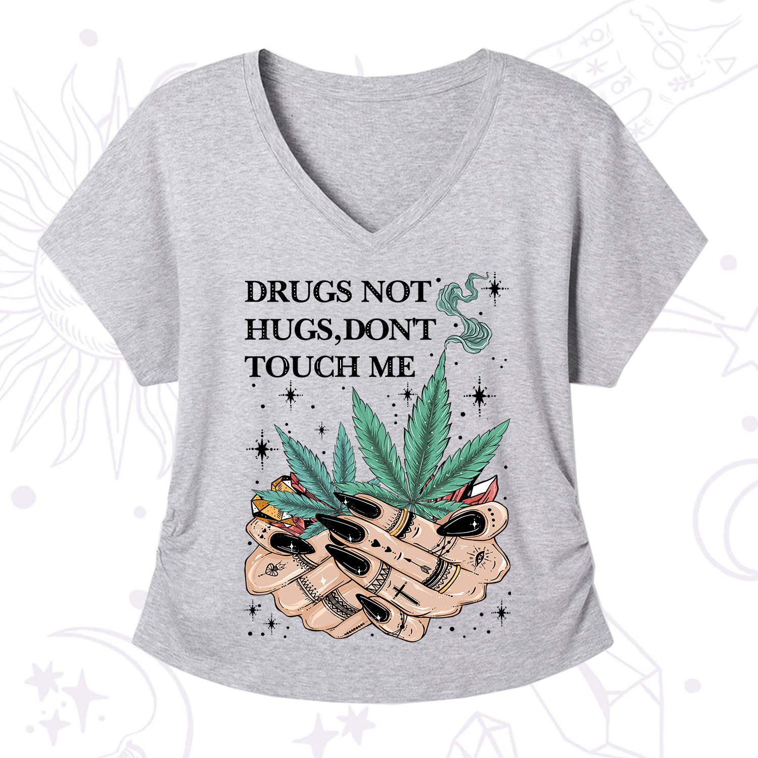 Purplehecate Drugs Not Hugs V-Neck T-Shirt