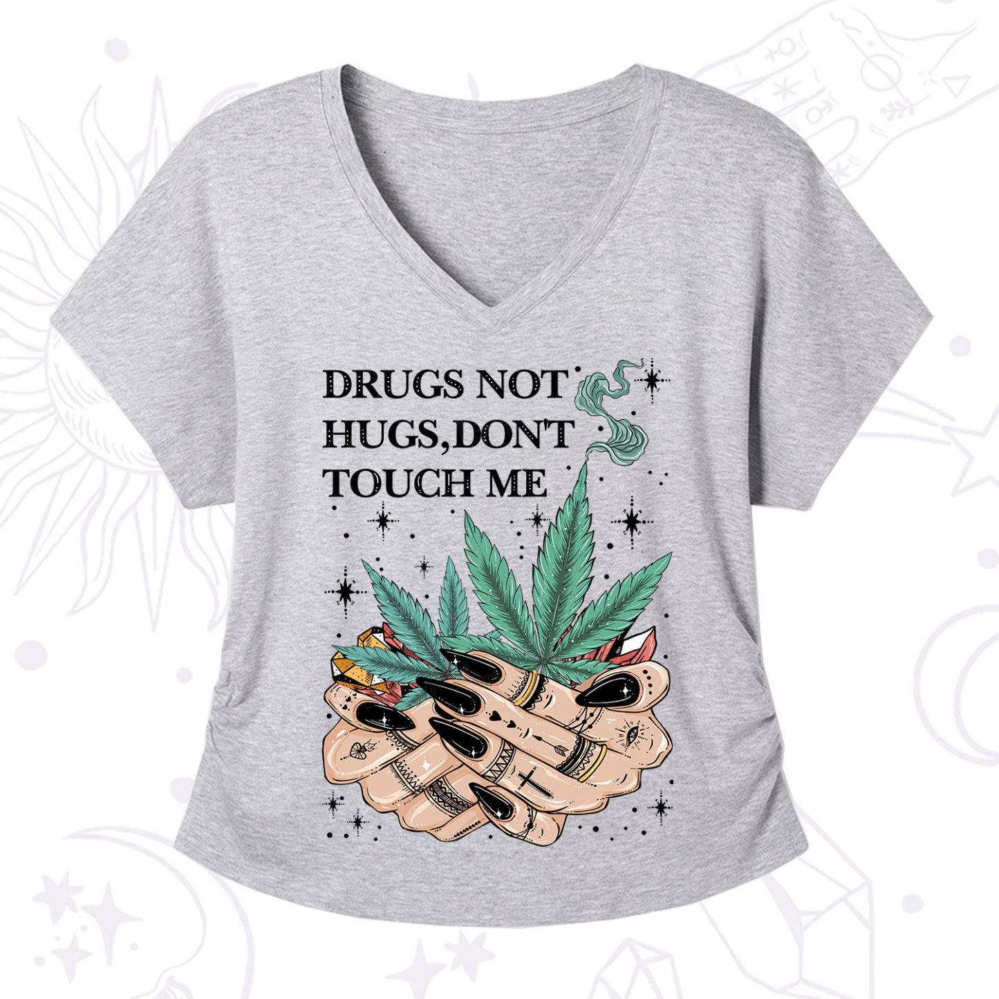 Purplehecate Drugs Not Hugs V-Neck T-Shirt