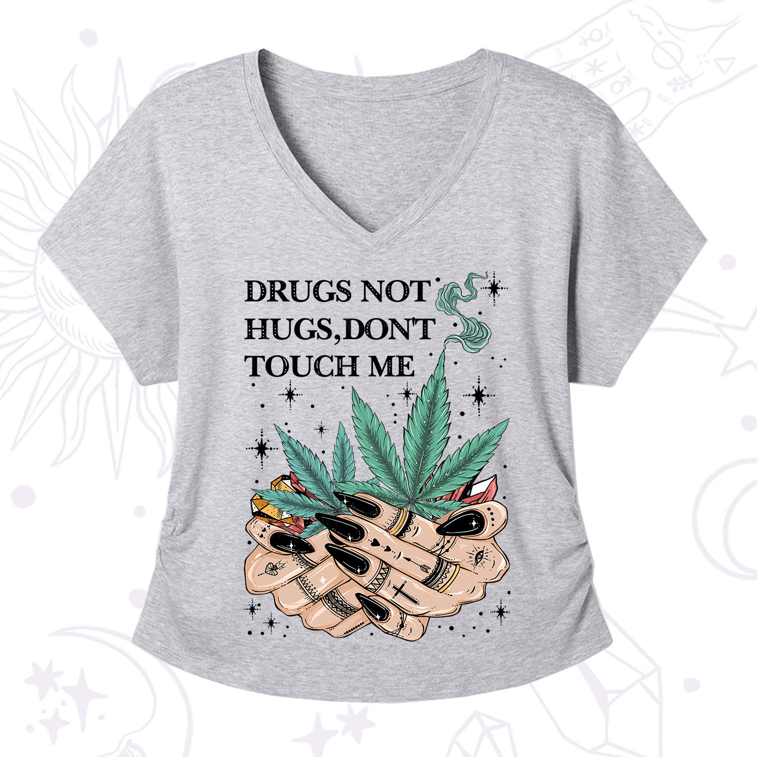 Purplehecate Drugs Not Hugs V-Neck T-Shirt