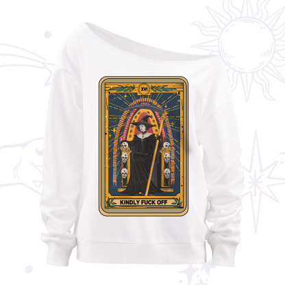 Purplehecate The Kindly Fuck Off Tarot Off The Shoulder Sweatshirt