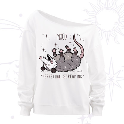 Purplehecate Mood Perpetual Screaming Opossum Off The Shoulder Sweatshirt