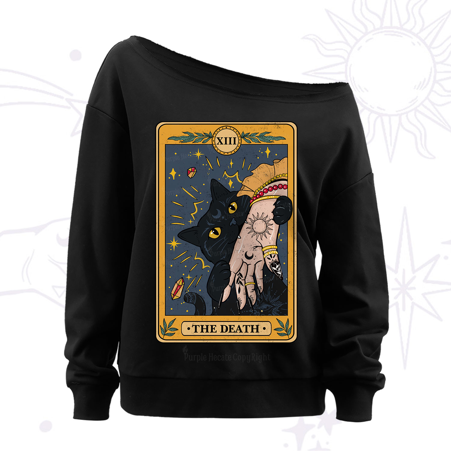 Purplehecate The Death Tarot Card Off The Shoulder Sweatshirt