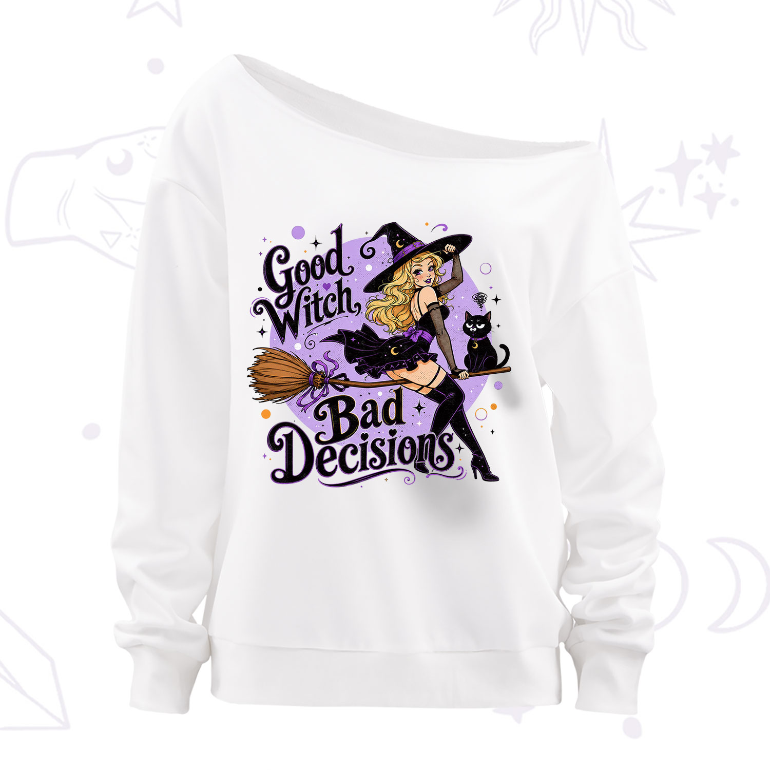 Purplehecate Good Witch Bad Decisions Off The Shoulder Sweatshirt