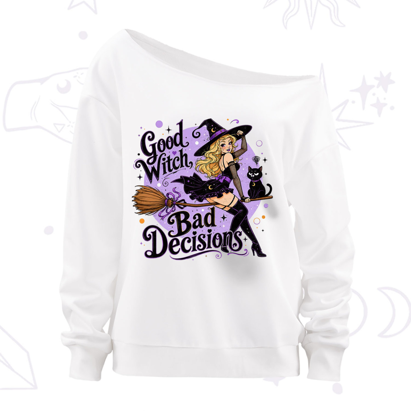 Purplehecate Good Witch Bad Decisions Off The Shoulder Sweatshirt