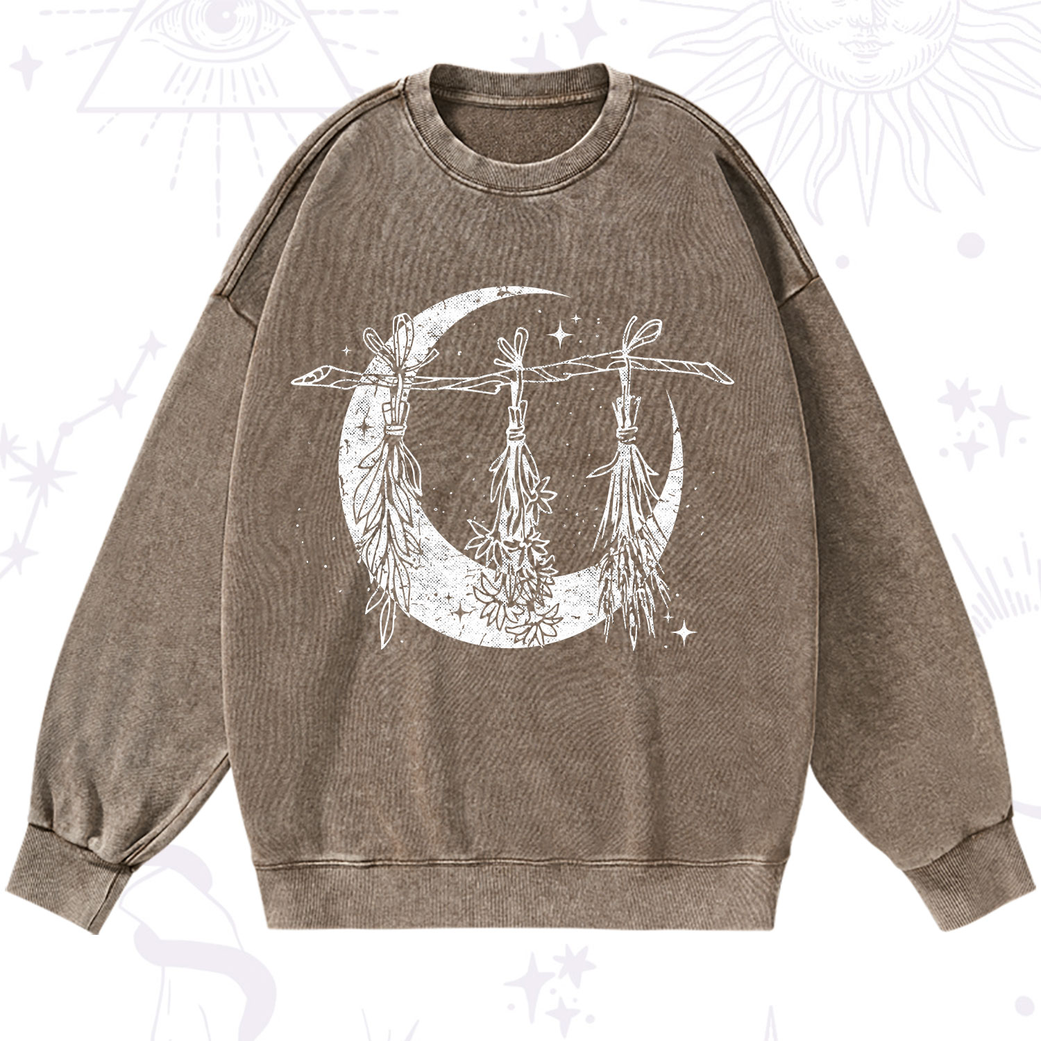 Purplehecate Witchy Moon Herbs Washed Sweatshirt