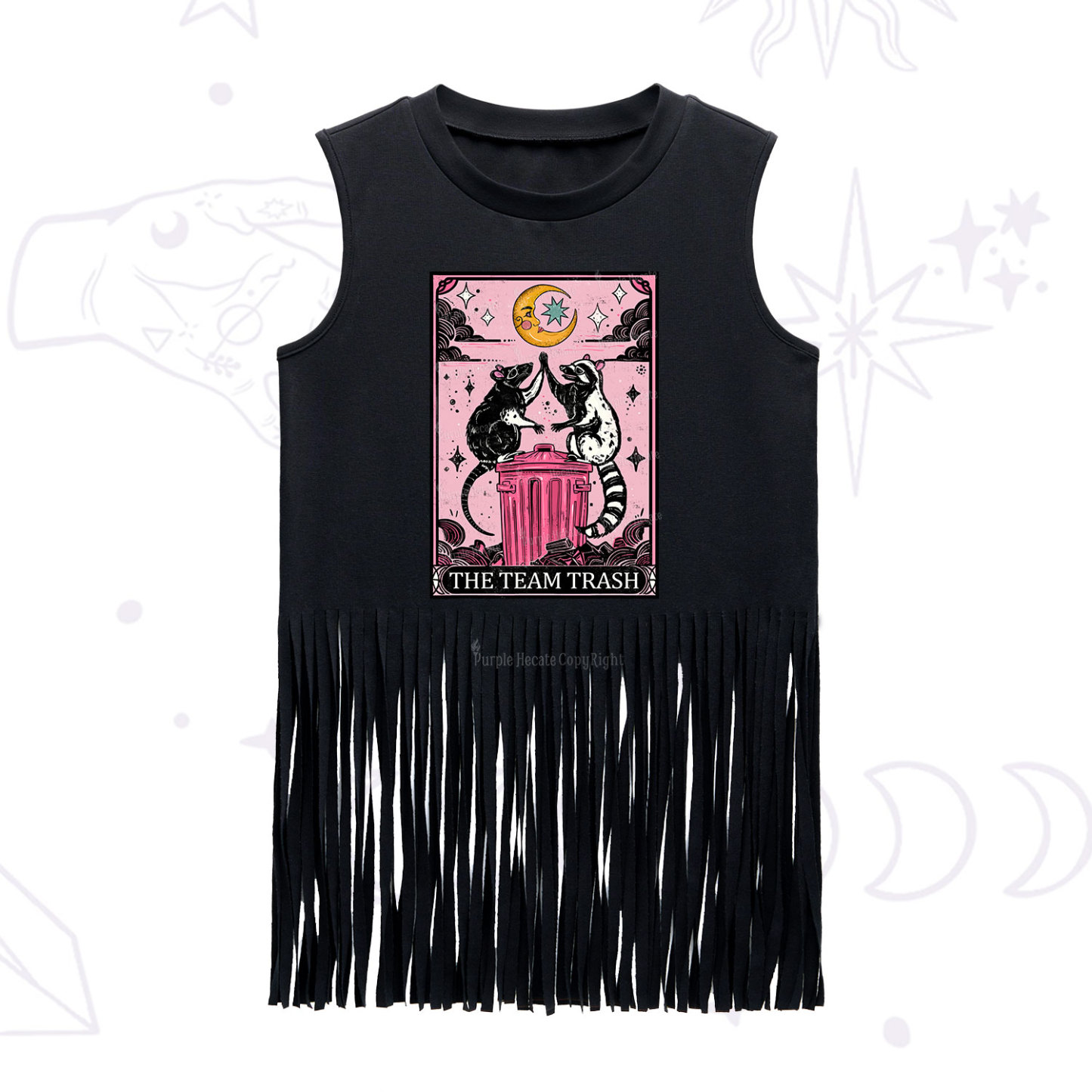 Purplehecate The Team Trash Opossum Tarot Fringe Tank Top