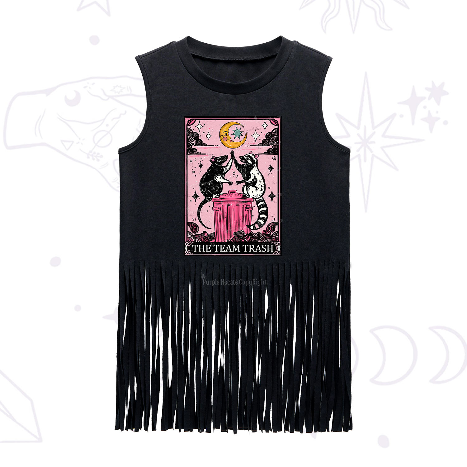 Purplehecate The Team Trash Opossum Tarot Fringe Tank Top