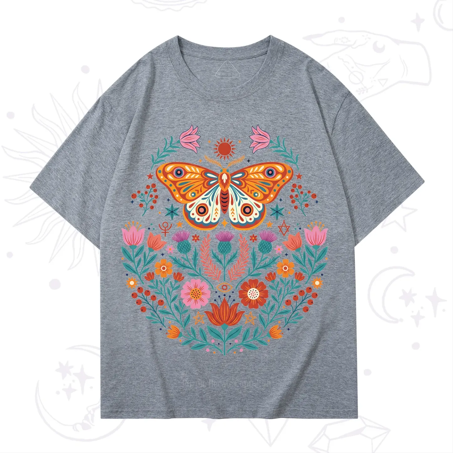 Purplehecate Boho Colorful Celestial Moth T-Shirt