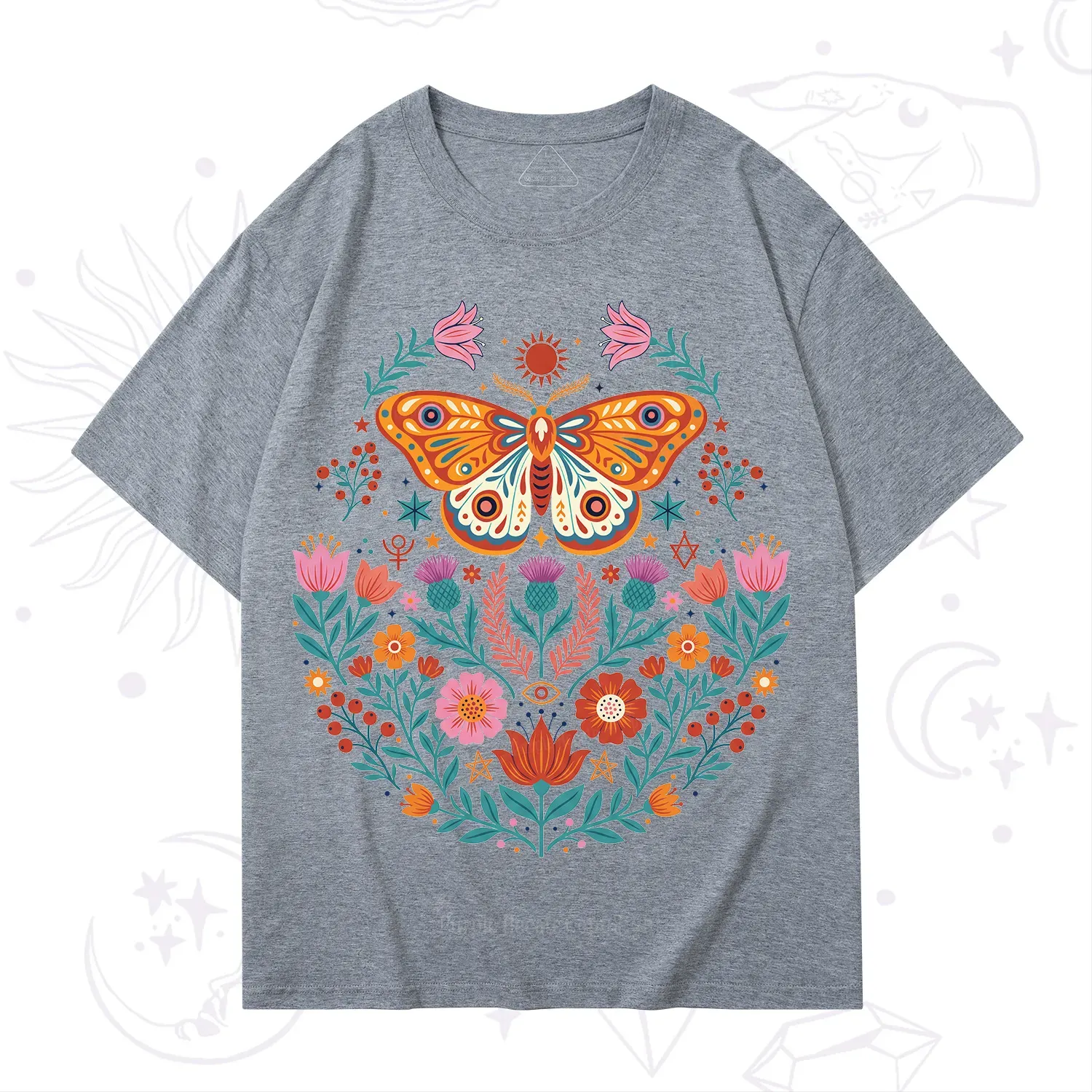 Purplehecate Boho Colorful Celestial Moth T-Shirt