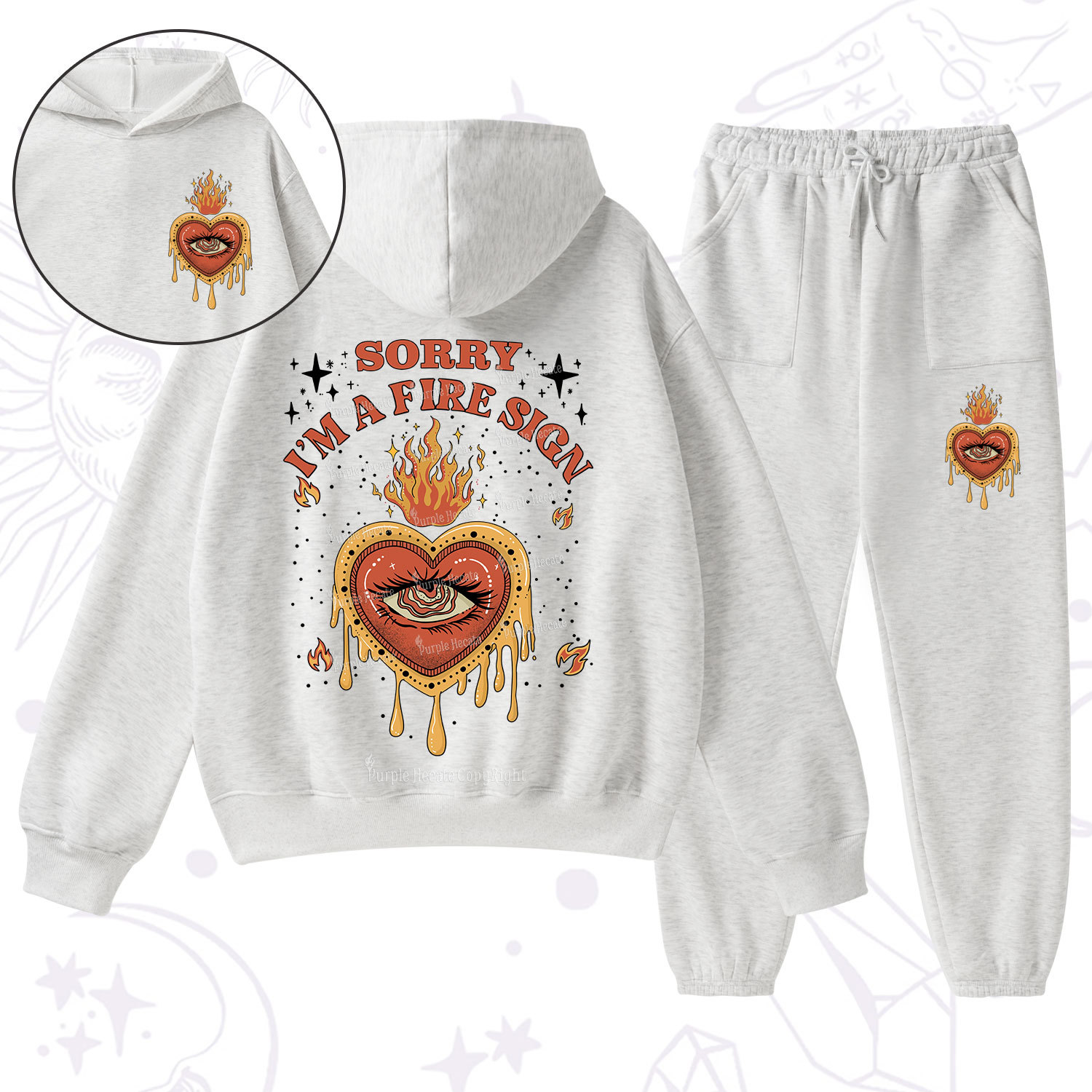 Purplehecate Sorry I'm A Fire Sign Fleece Hoodie Suit