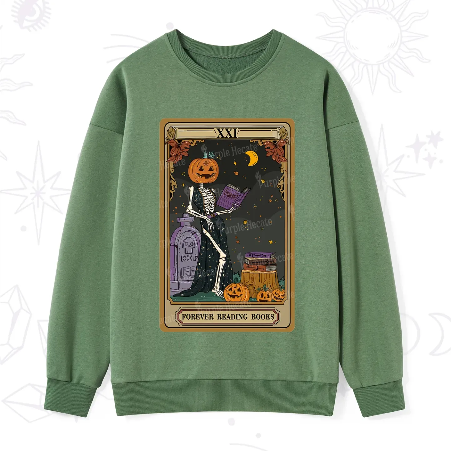 Purplehecate The Forever Reading Books Tarot Halloween Sweatshirt