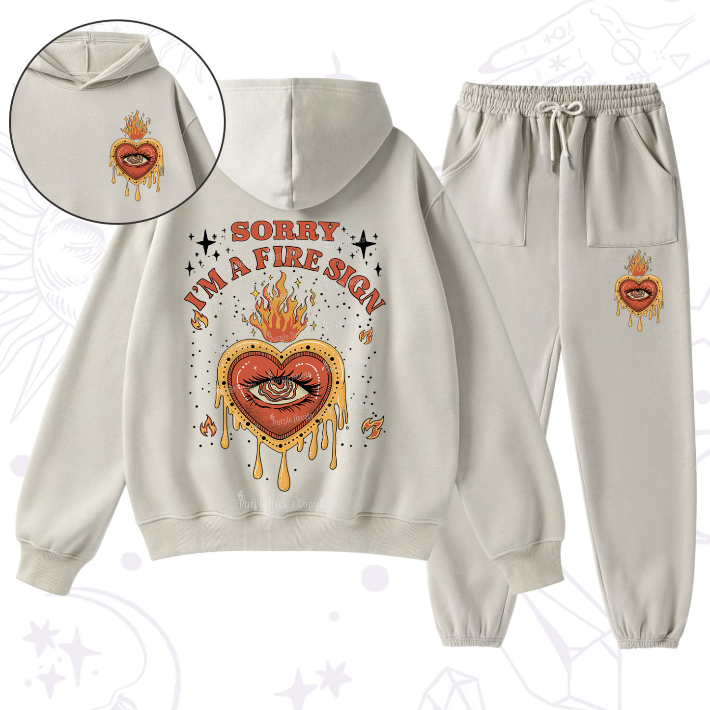 Purplehecate Sorry I'm A Fire Sign Fleece Hoodie Suit