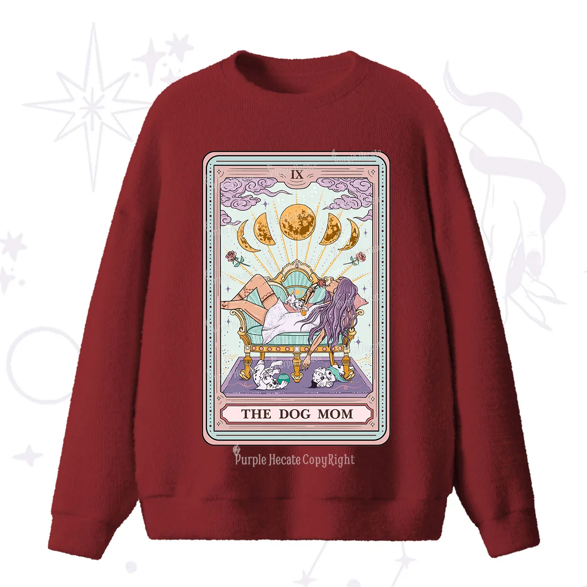 Purplehecate The Dog Mom Tarot Fuzzy Ugly Sweater