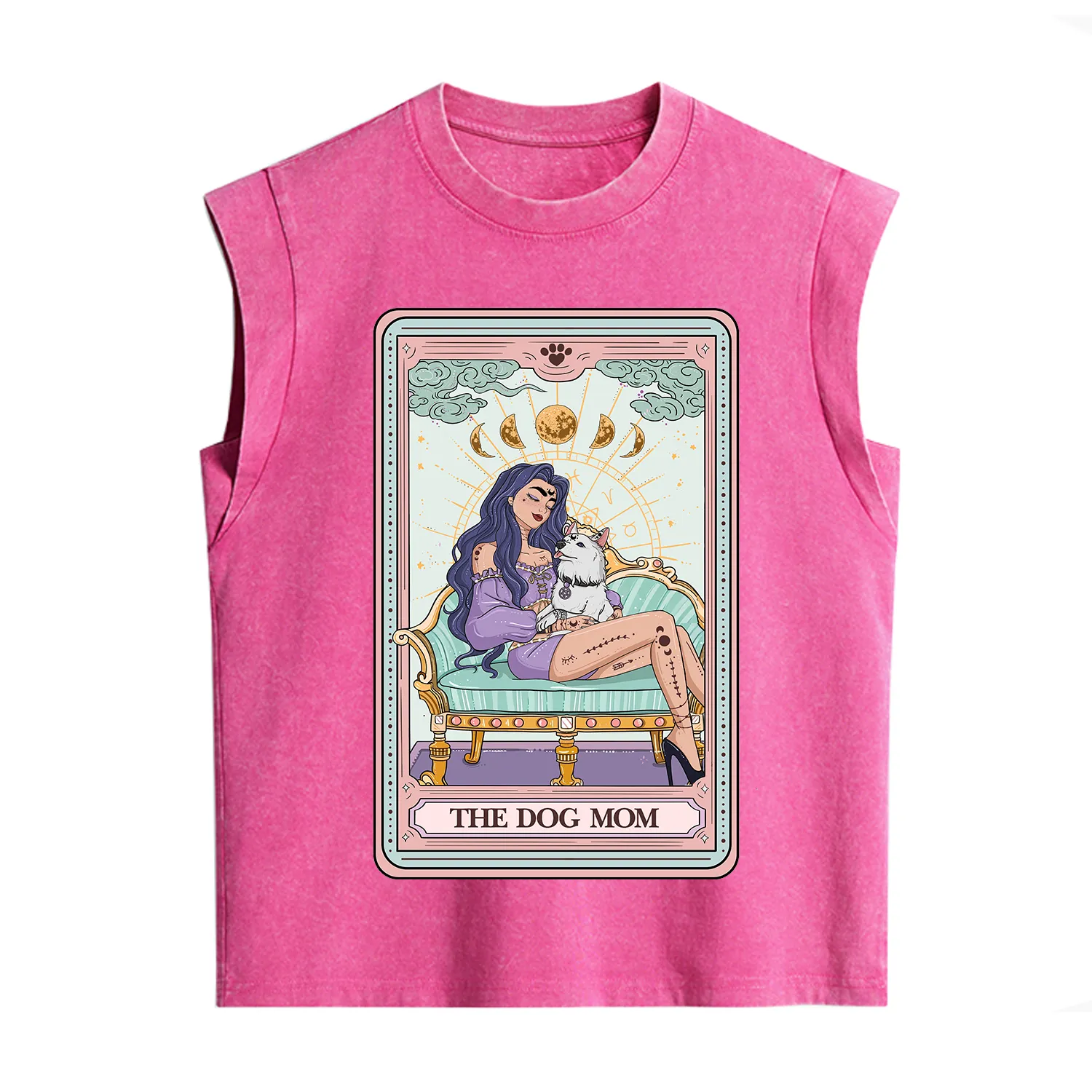 Purplehecate The Dog Mom Tarot Card Vintage Washed Tank