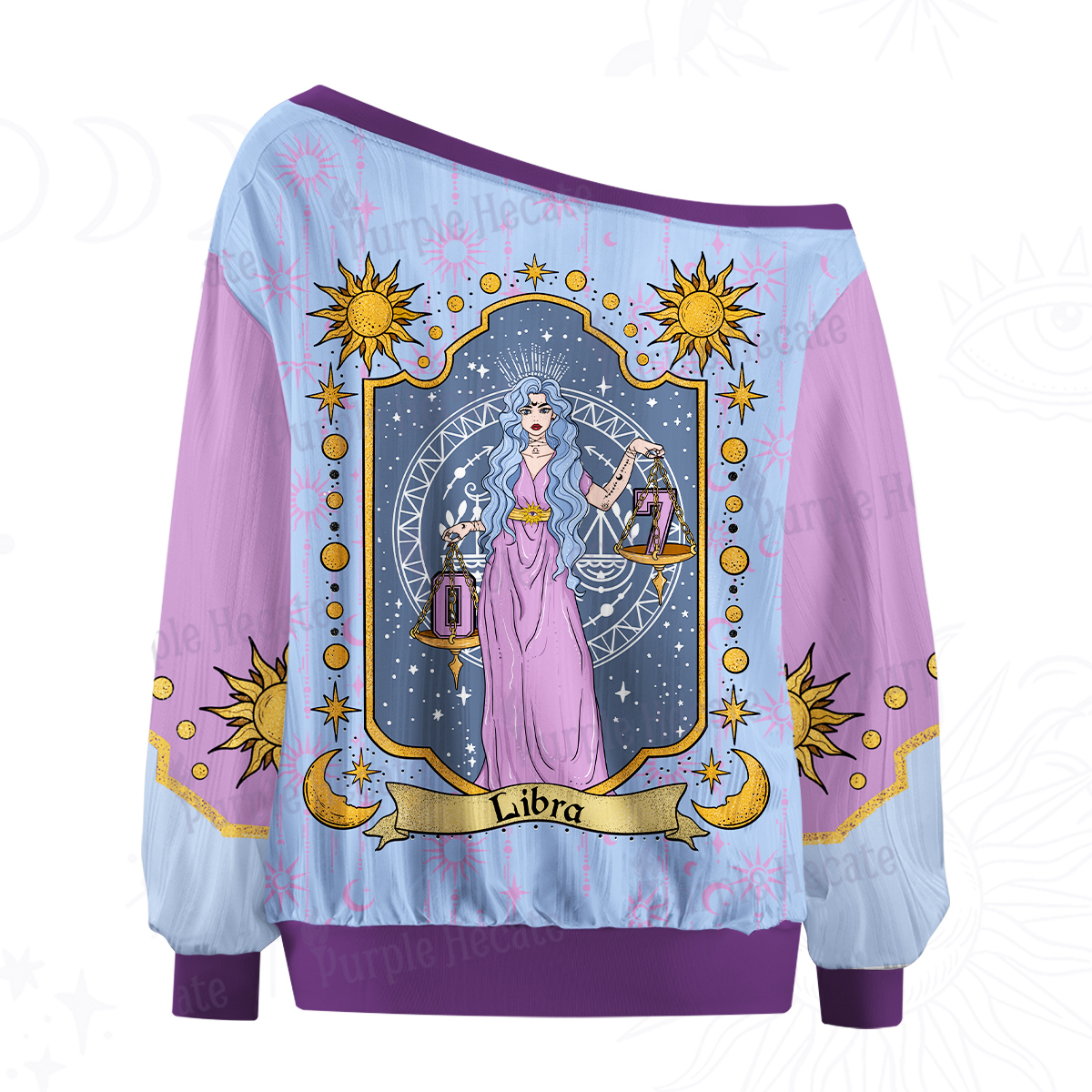 Purplehecate Libra Zodiac Off The Shoulder Graphic Jersey