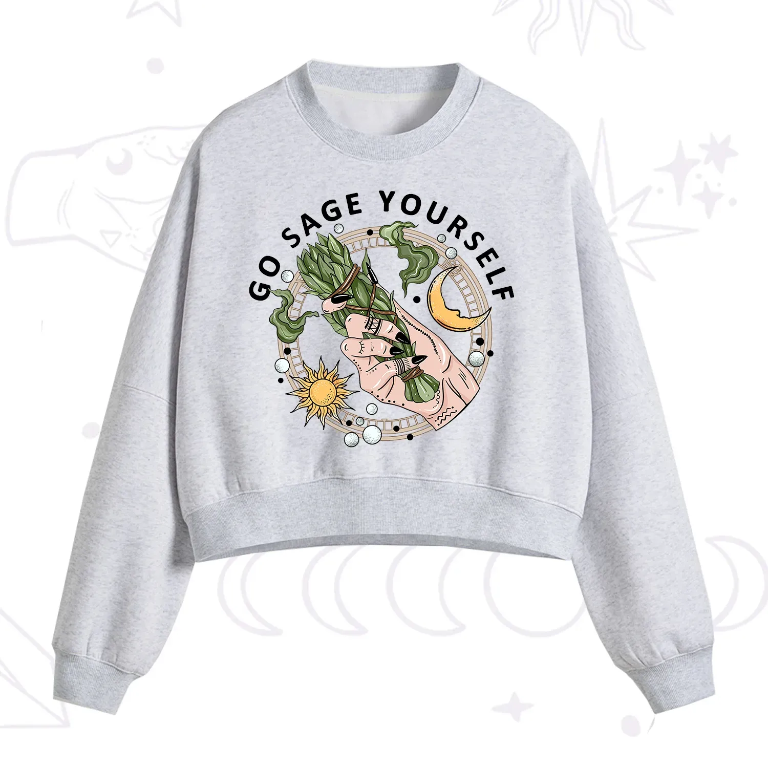 Purplehecate Go Sage Yourself Fleece Cropped Sweatshirt
