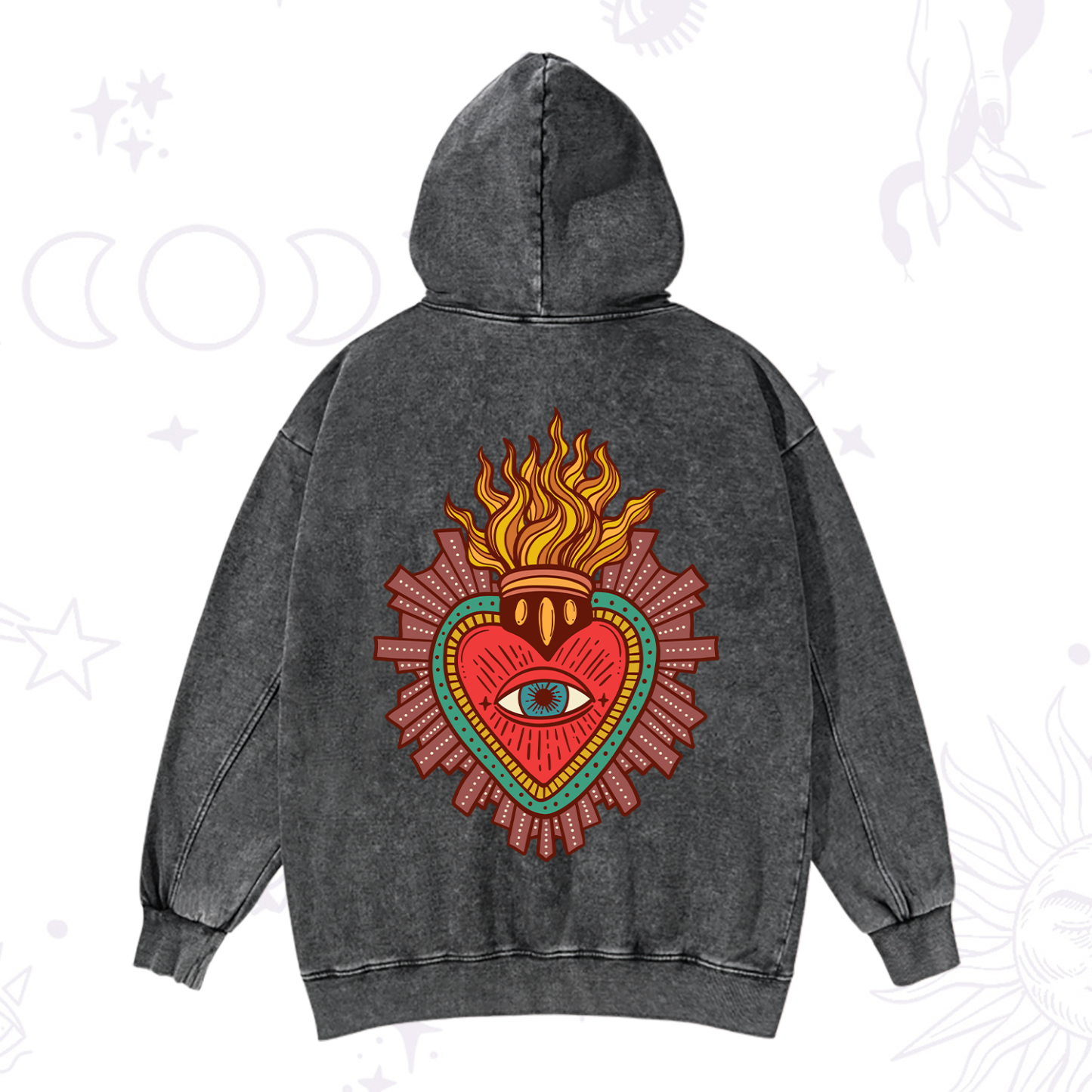 Magic Purplehecate Sacred Heart Washed Hoodie