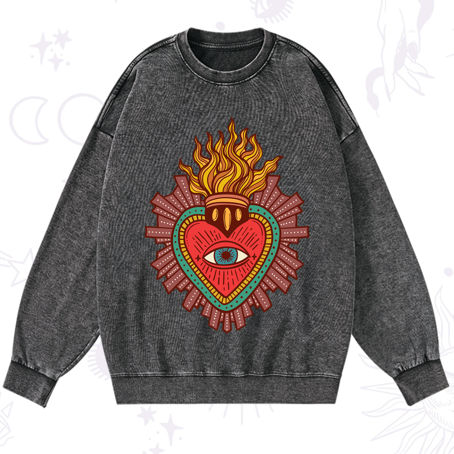 Magic Purplehecate Sacred Heart Washed Sweatshirt