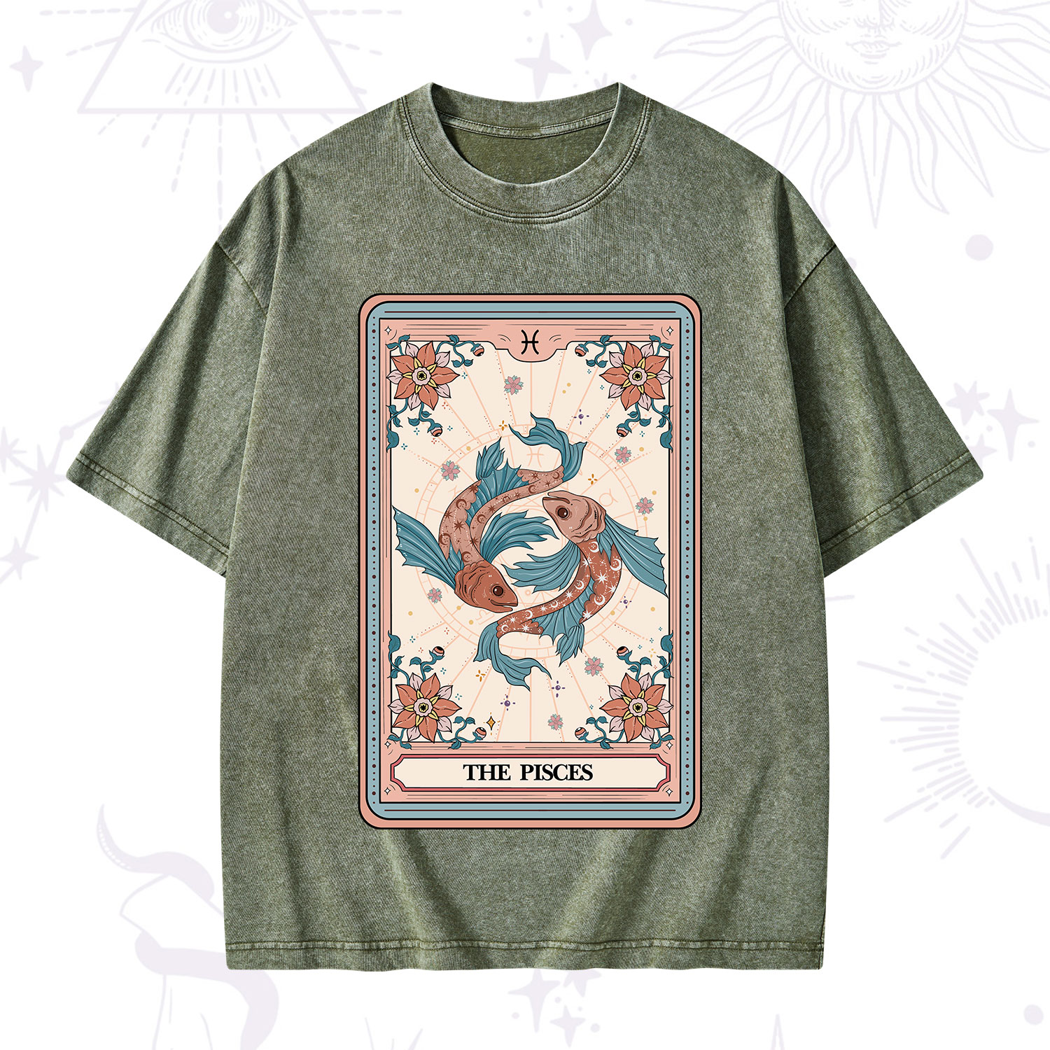 Purplehecate The Pisces Tarot Card Washed T-Shirt