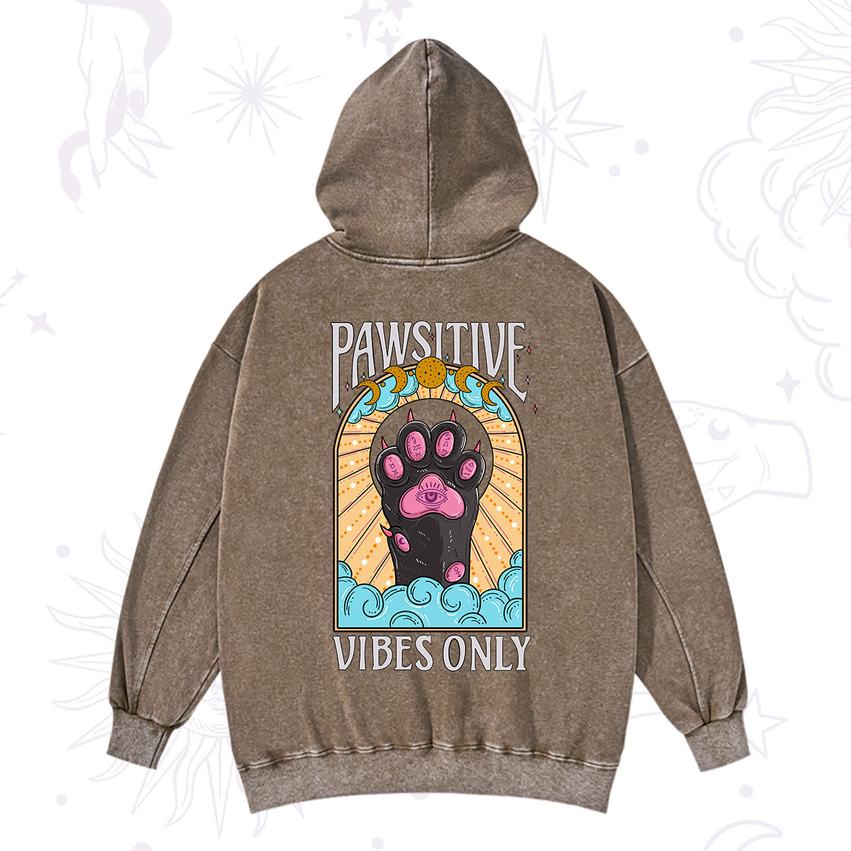 Purplehecate Pawsitive Vibes Only Washed Hoodie