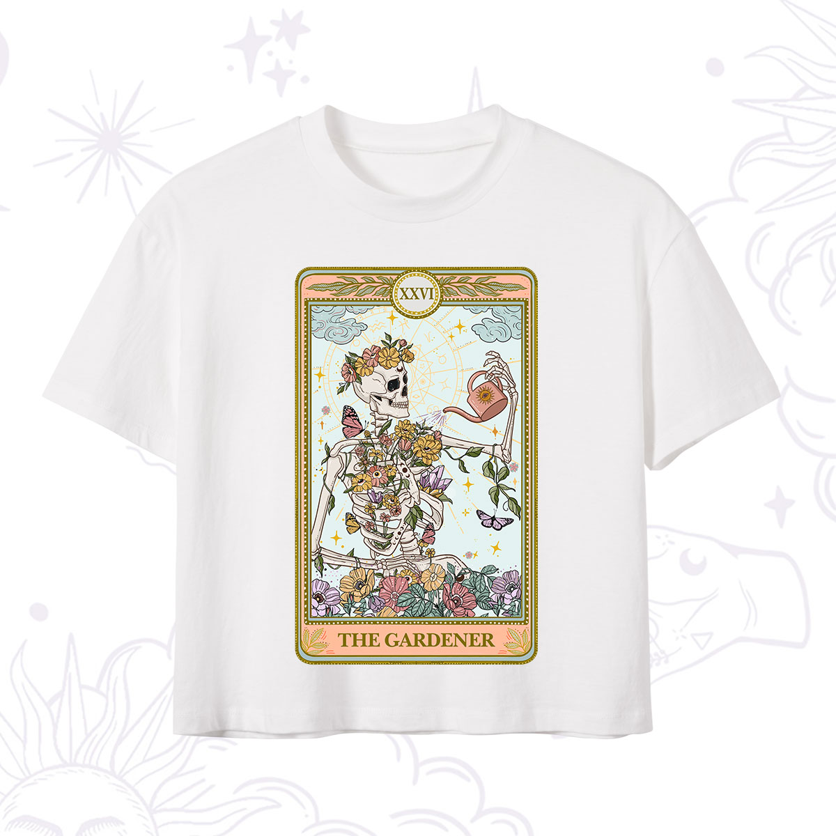 Purplehecate The Skeleton Gardener Tarot Crop T-Shirt