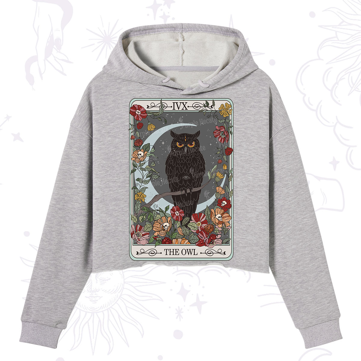 Purplehecate The Owl Tarot Crop Hoodie