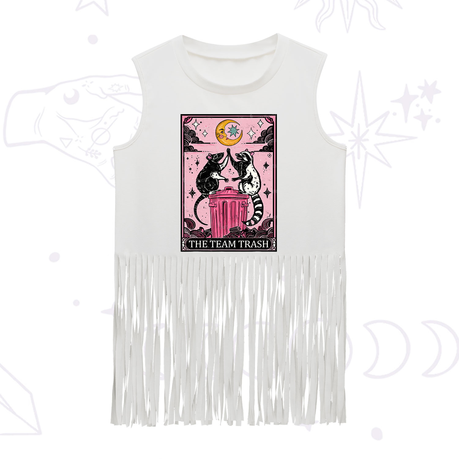 Purplehecate The Team Trash Opossum Tarot Fringe Tank Top