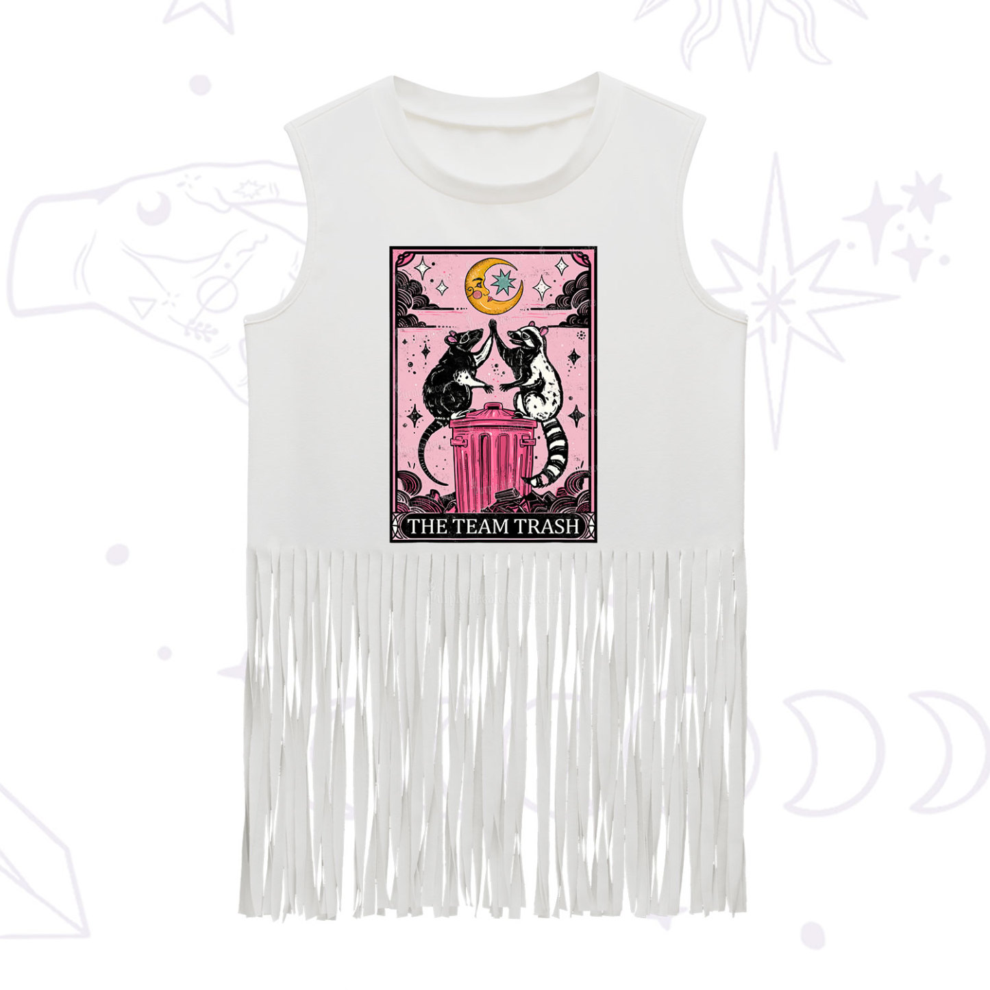 Purplehecate The Team Trash Opossum Tarot Fringe Tank Top
