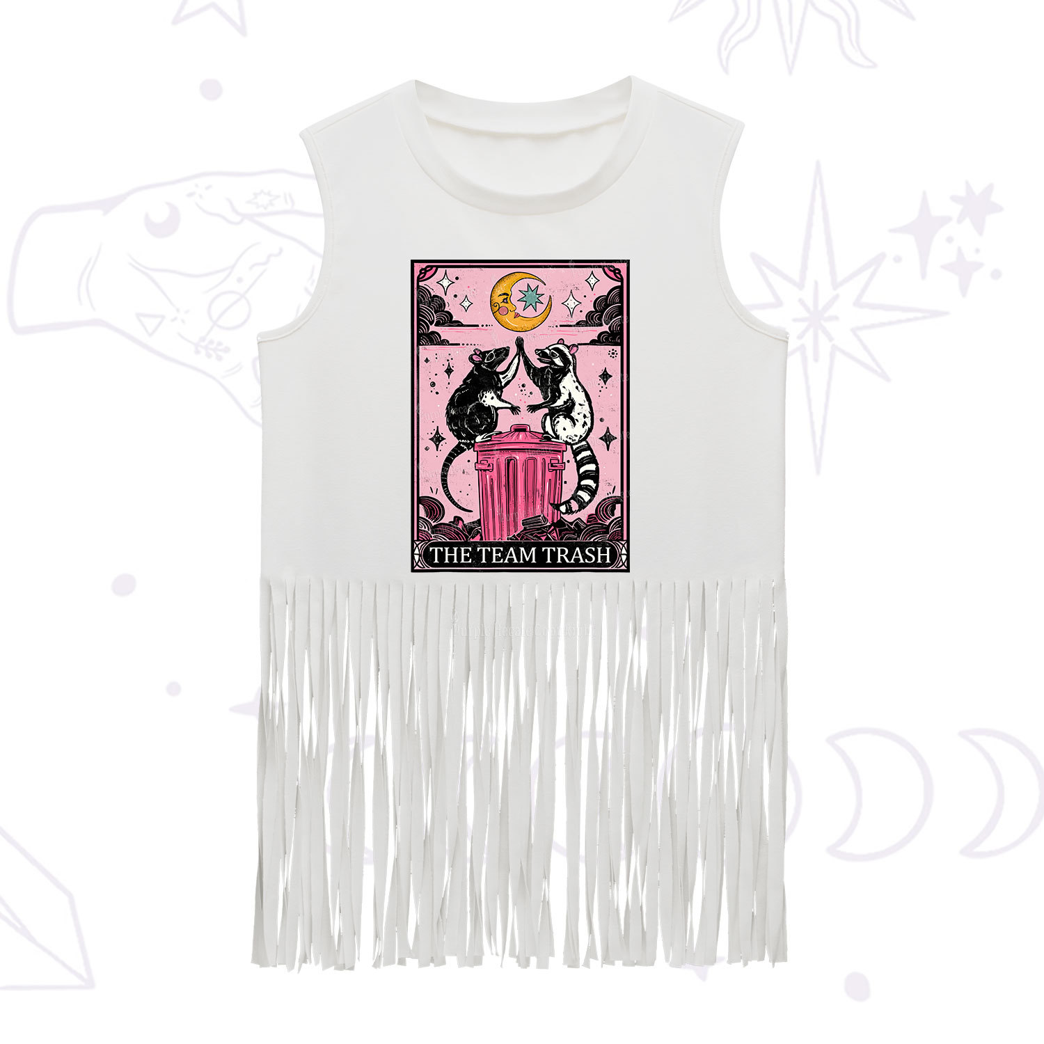 Purplehecate The Team Trash Opossum Tarot Fringe Tank Top