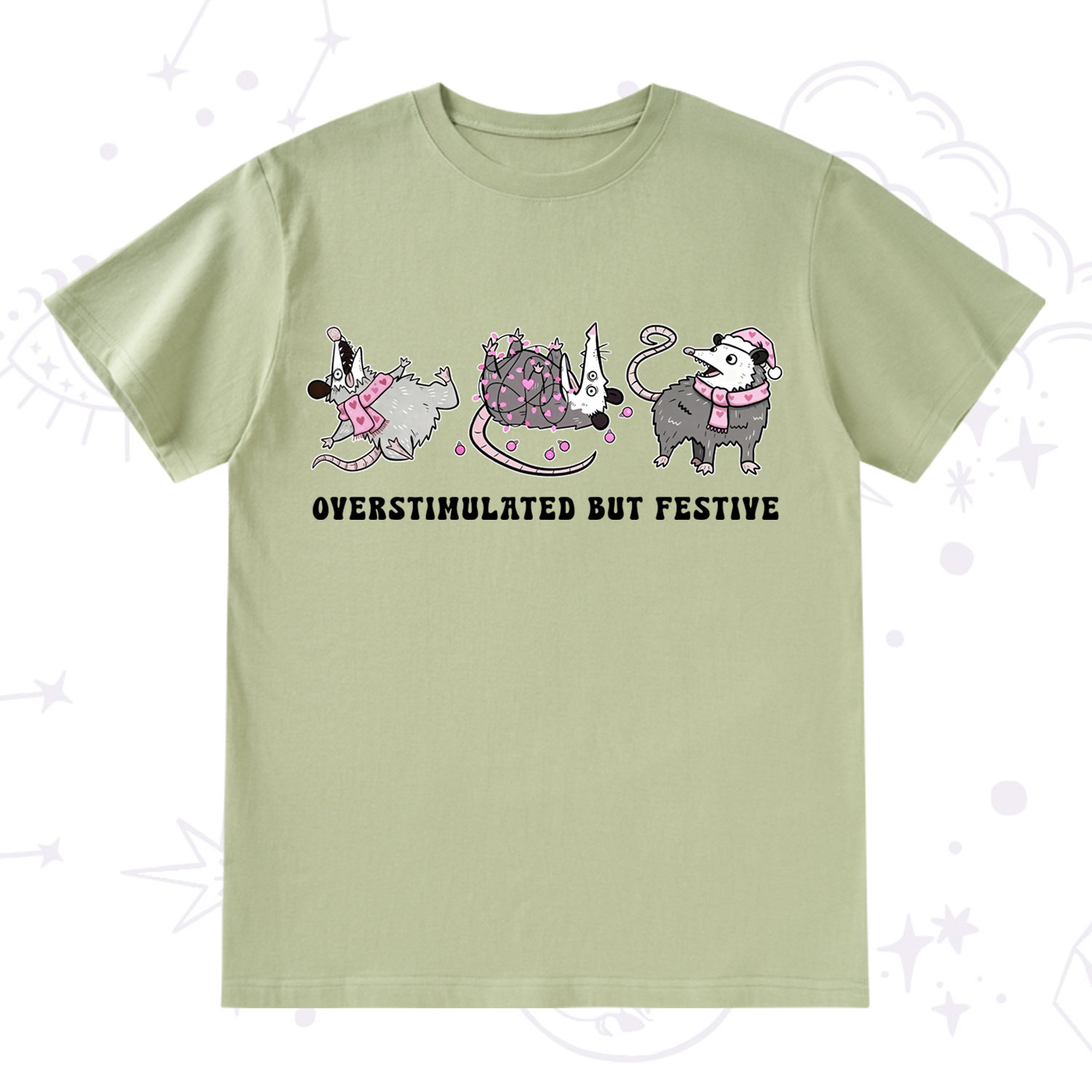 Purplehecate Overstimulated But Festive Possum Valentine T-Shirt