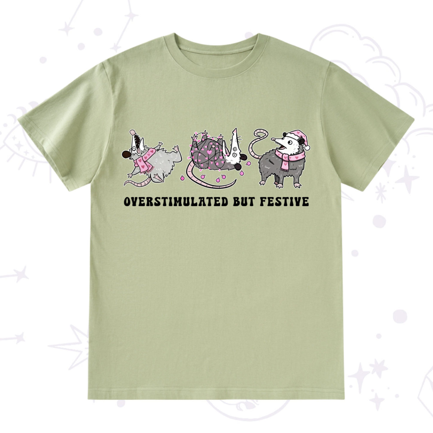Purplehecate Overstimulated But Festive Possum Valentine T-Shirt