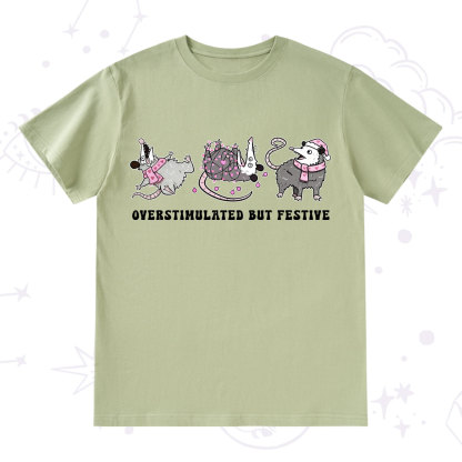 Purplehecate Overstimulated But Festive Possum Valentine T-Shirt