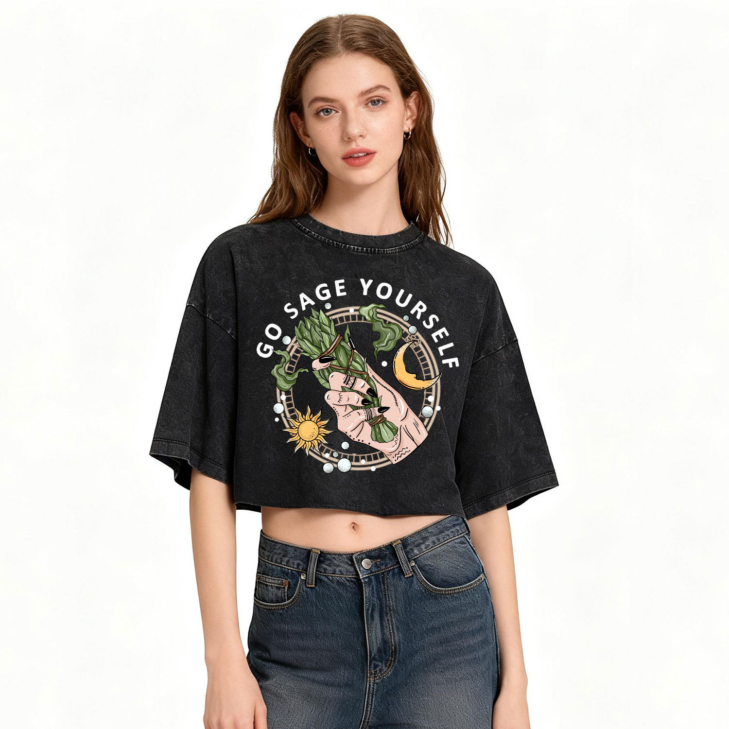 Purplehecate Go Sage Yourself Washed Cropped T-Shirt