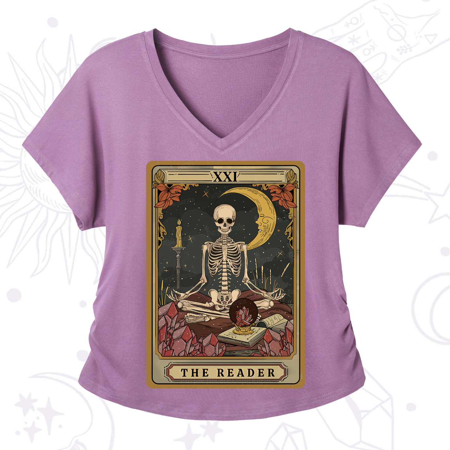 Purplehecate The Reader Tarot V-Neck T-Shirt