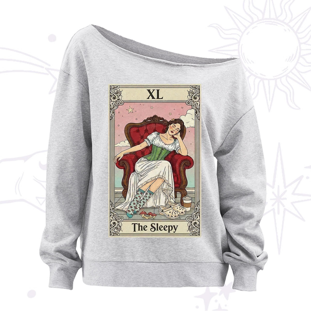 Purplehecate The Sleepy Tarot Off The Shoulder Sweatshirt