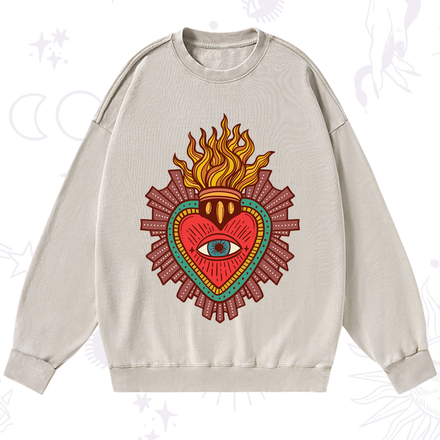 Purplehecate Sacred Heart Washed Sweatshirt