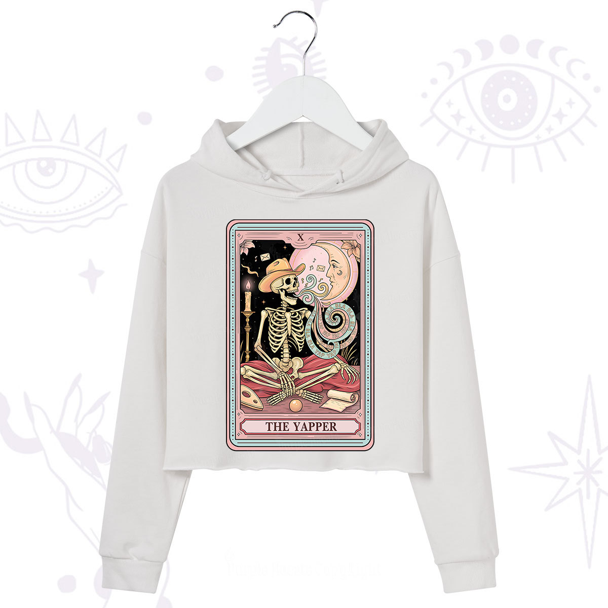 Purplehecate The Skeleton Yapper Tarot Crop Hoodie