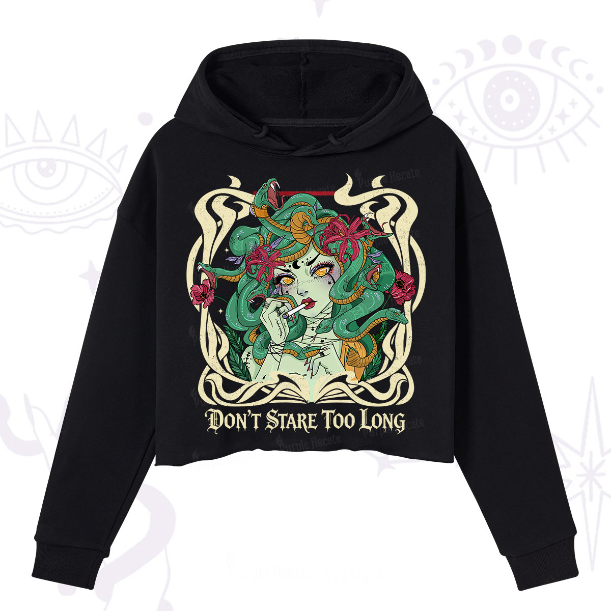 Purplehecate Don't Stare Too Long Crop Hoodie