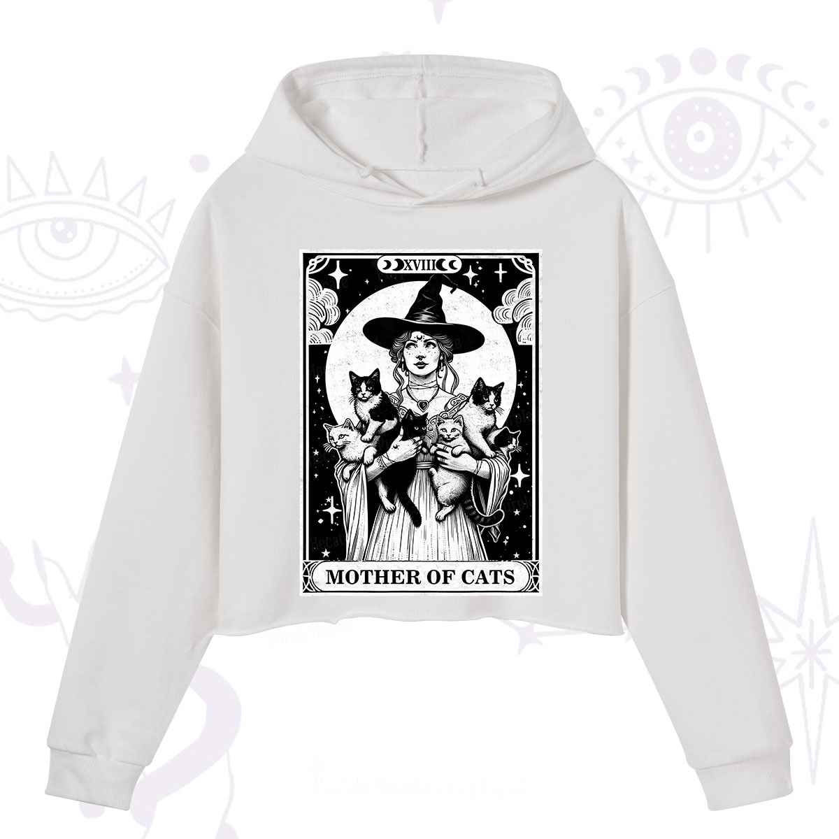Purplehecate The Mother of Cats Tarot Crop Hoodie
