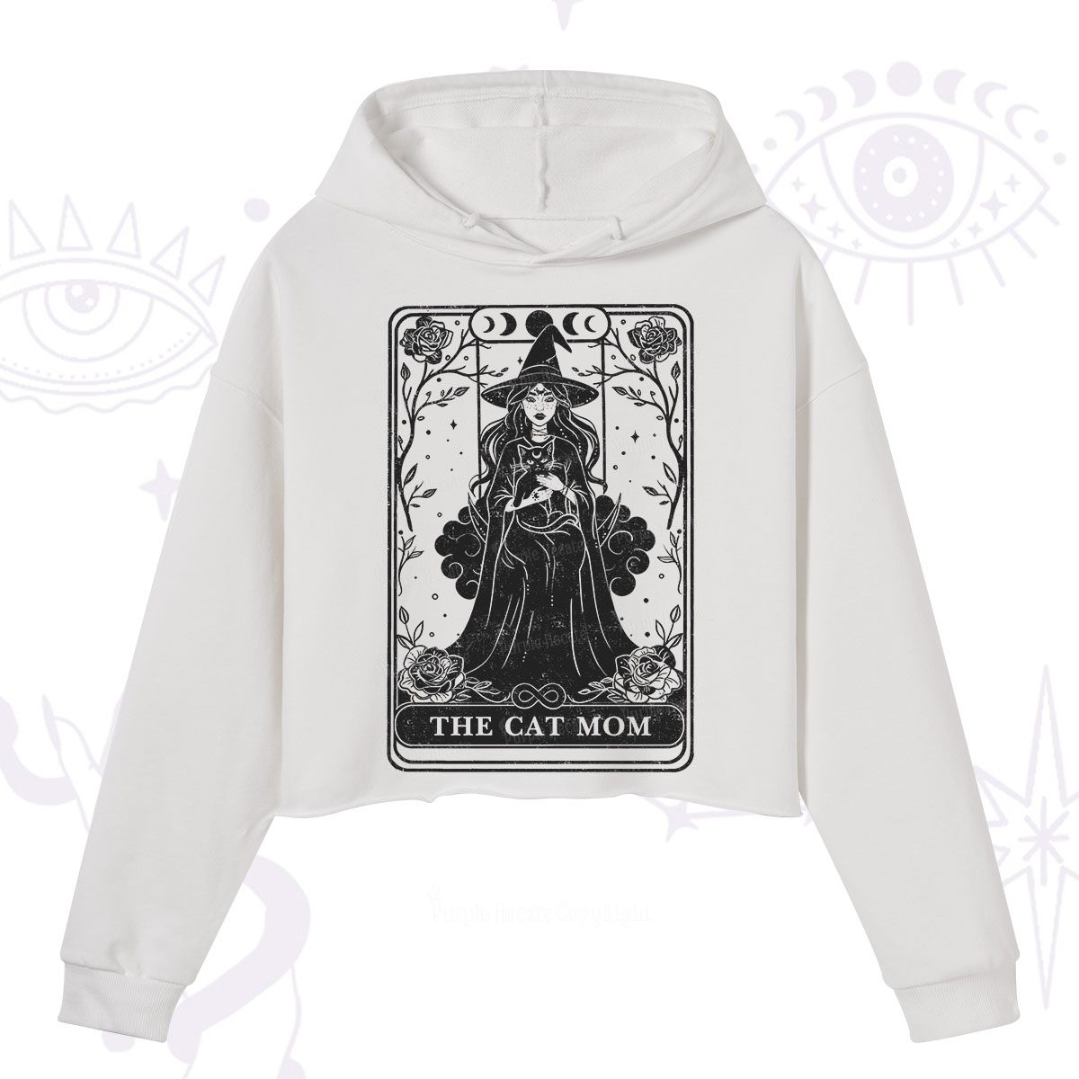 Purplehecate The Witch Cat Mom Tarot Crop Hoodie