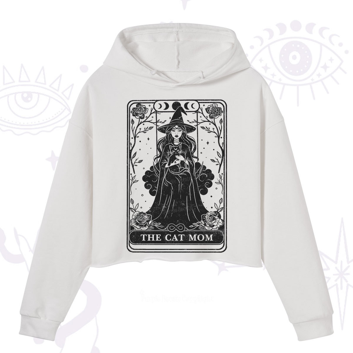 Purplehecate The Witch Cat Mom Tarot Crop Hoodie