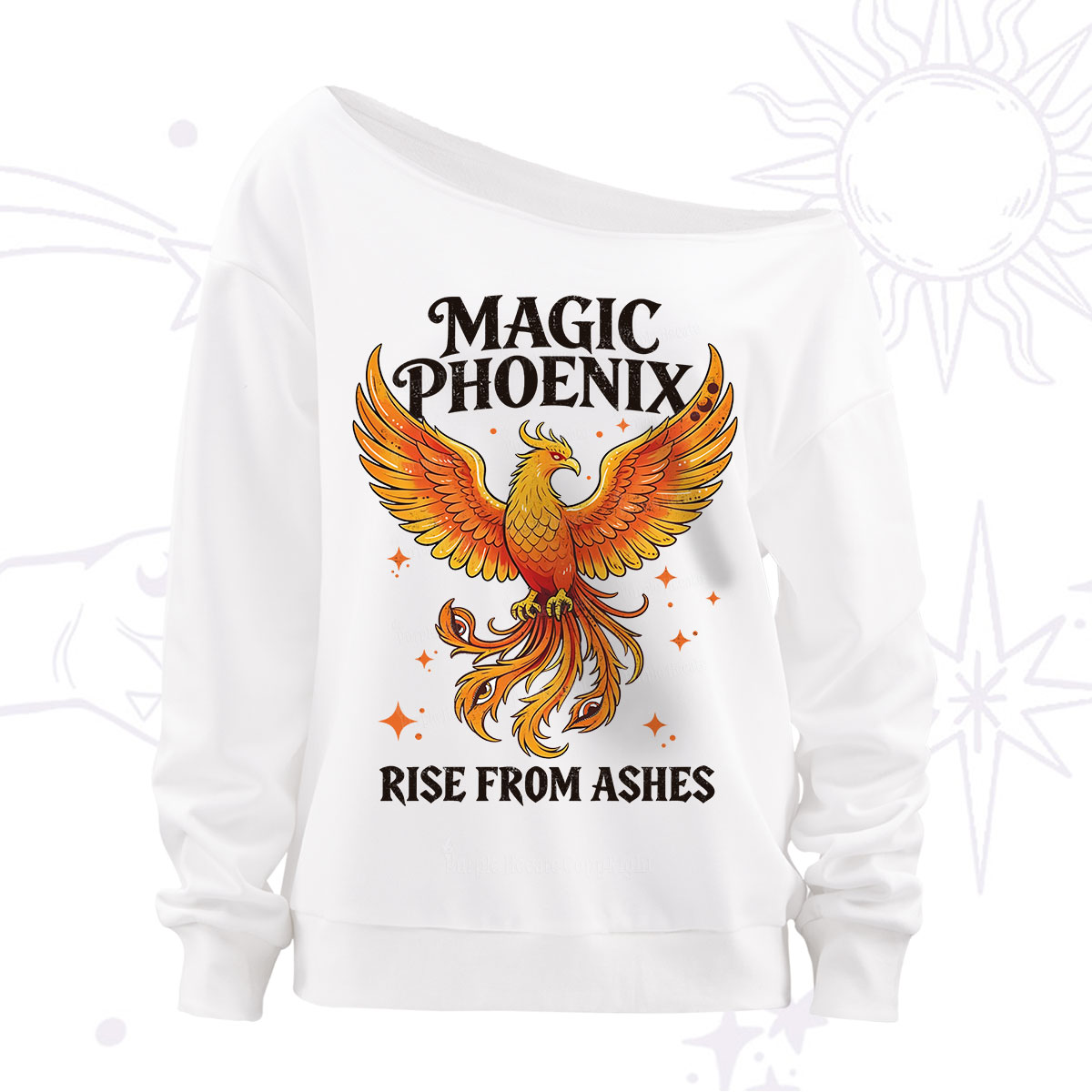 Purplehecate Magic Phoenix Rise From Ashes Off The Shoulder Sweatshirt