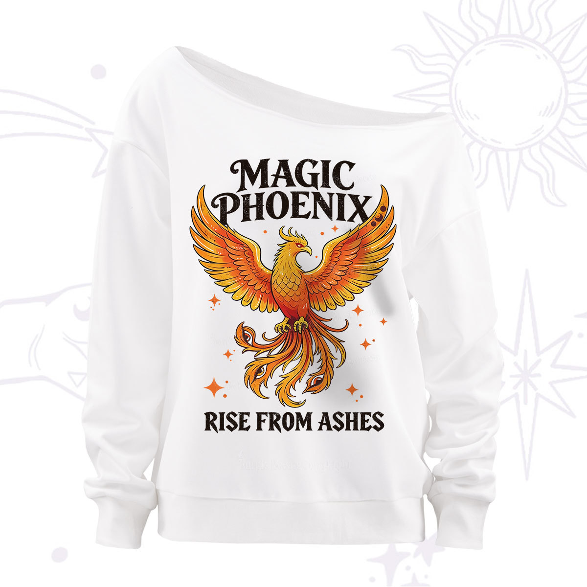 Purplehecate Magic Phoenix Rise From Ashes Off The Shoulder Sweatshirt
