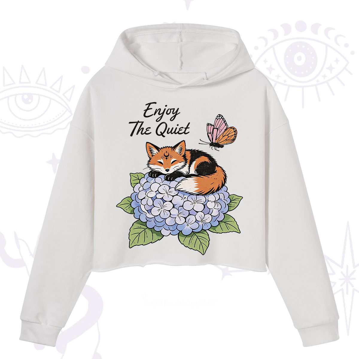 Purplehecate Enjoy The Quiet Fox Crop Hoodie