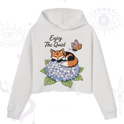 Purplehecate Enjoy The Quiet Fox Crop Hoodie