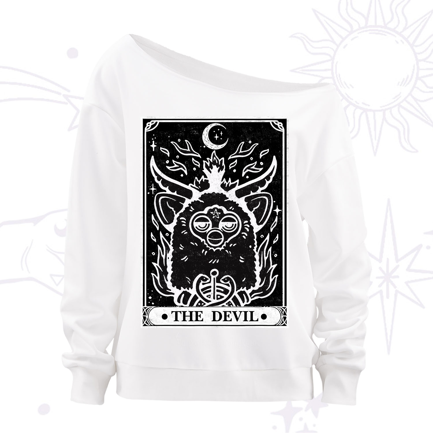 Purplehecate The Devil Tarot Off The Shoulder Sweatshirt