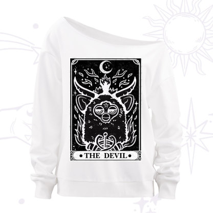 Purplehecate The Devil Tarot Off The Shoulder Sweatshirt