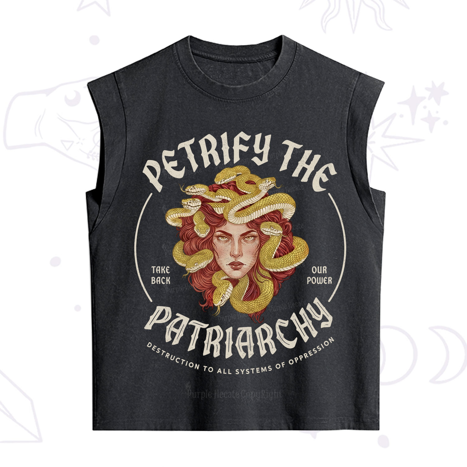 Purplehecate Petrify Patriarchy Medusa Vintage Washed Tank