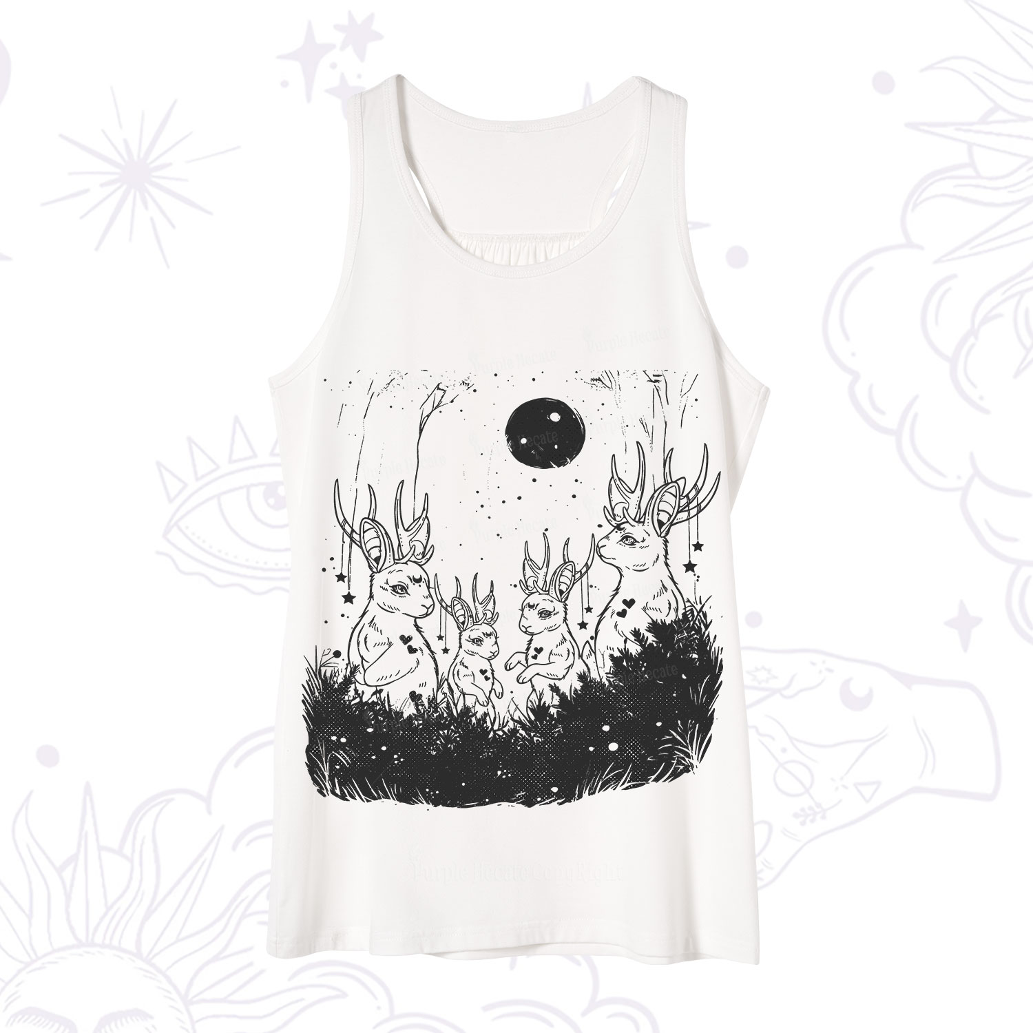 Purplehecate Moonlit Antler Bunny Tank