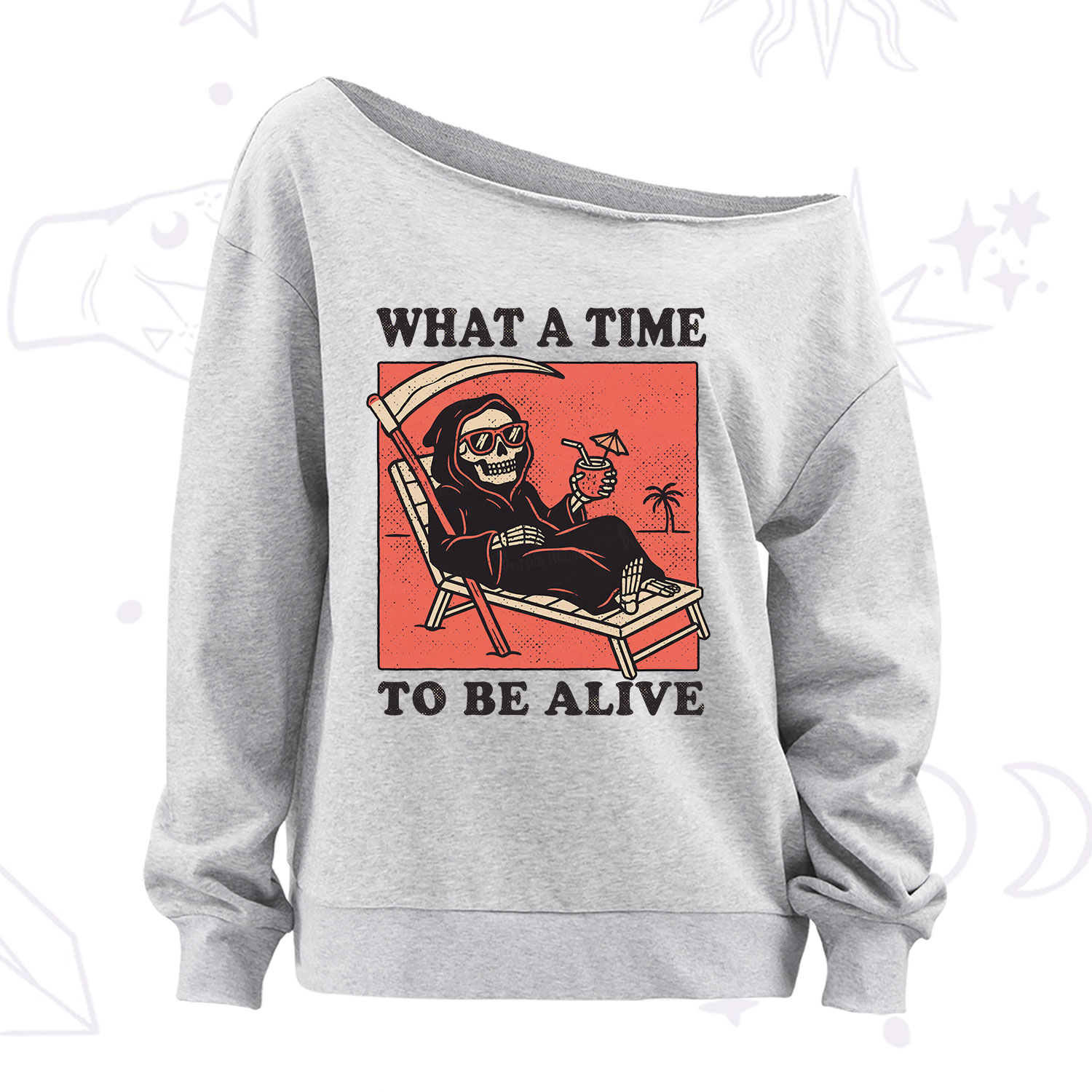 Purplehecate What A Time To Be Alive Off The Shoulder Sweatshirt